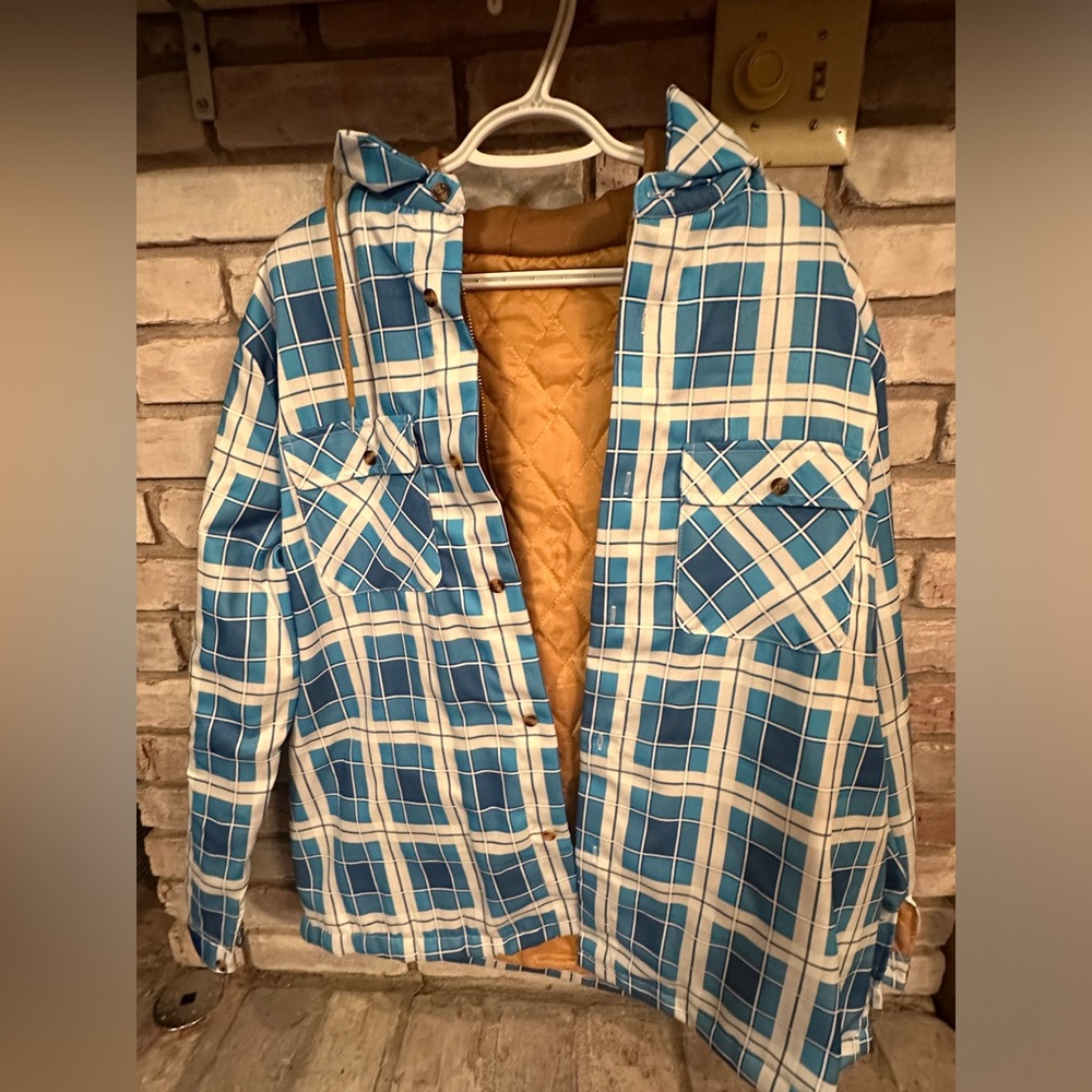 Hooded Plaid Jacket Size L Unbranded